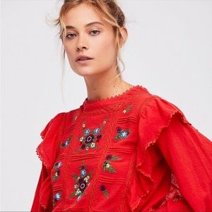 Free People Embroidered Top